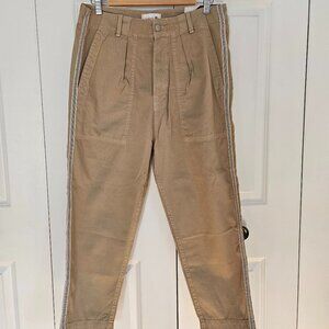 Sundry Khaki Cropped Utility Pants with Side Stripe Size 31 NWT